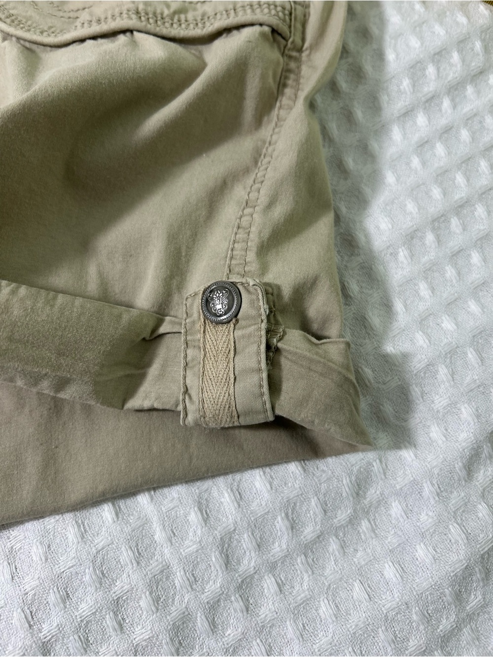 Roll-Cuff Cotton Jean Shorts in Khaki - Women's - Picture 10 of 13